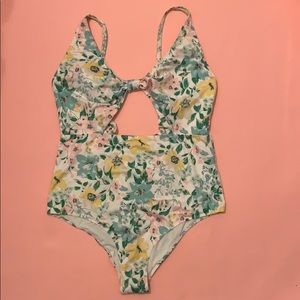h&m floral cut out one piece swim